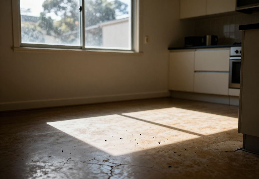 Rodent droppings in a Neutral Bay storage area before treatment